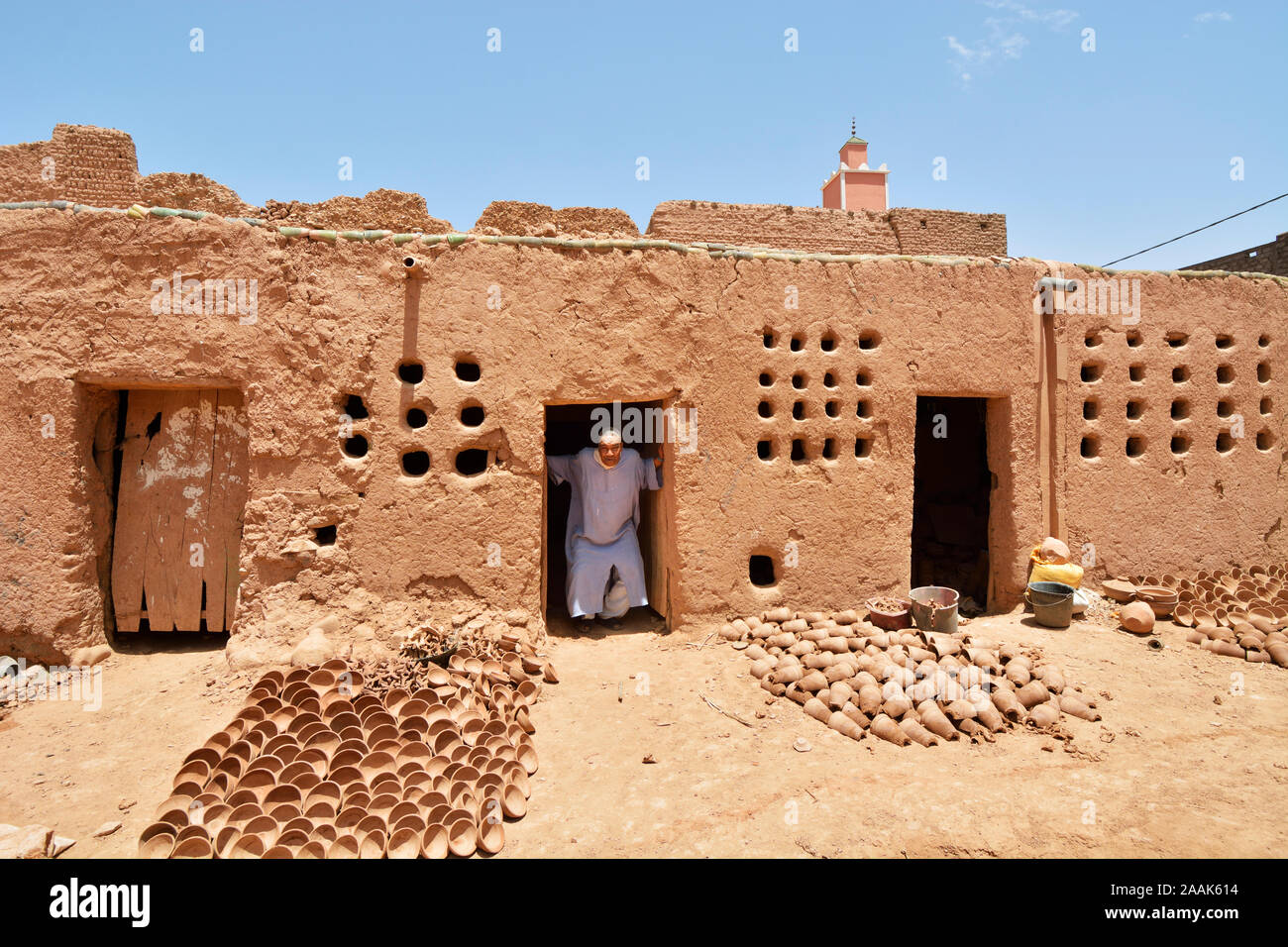 Traditionelle Töpferei von Zagora Tamegroute, Region. Marokko Stockfoto