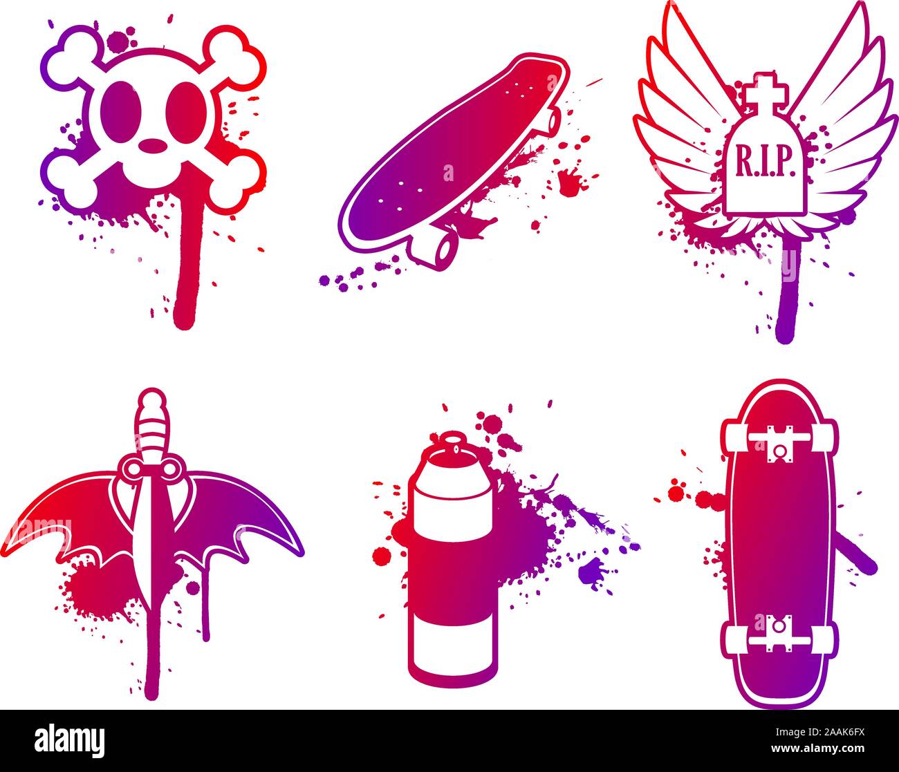 Skateboarding grunge Design Vector Icons Stock Vektor