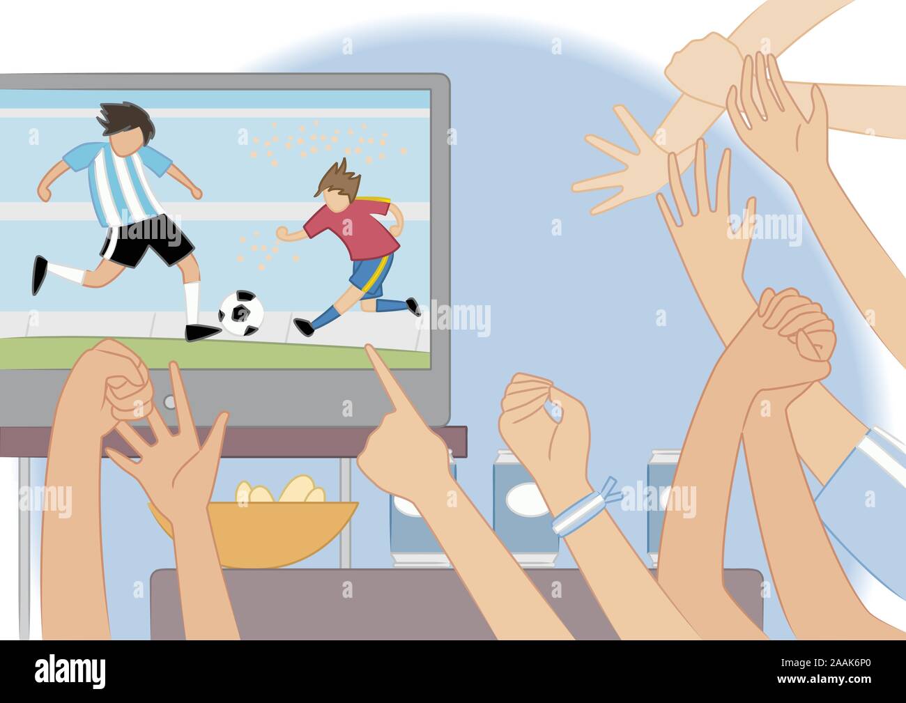 Freunde gerade ein Fußballspiel Abbildung Stock Vektor