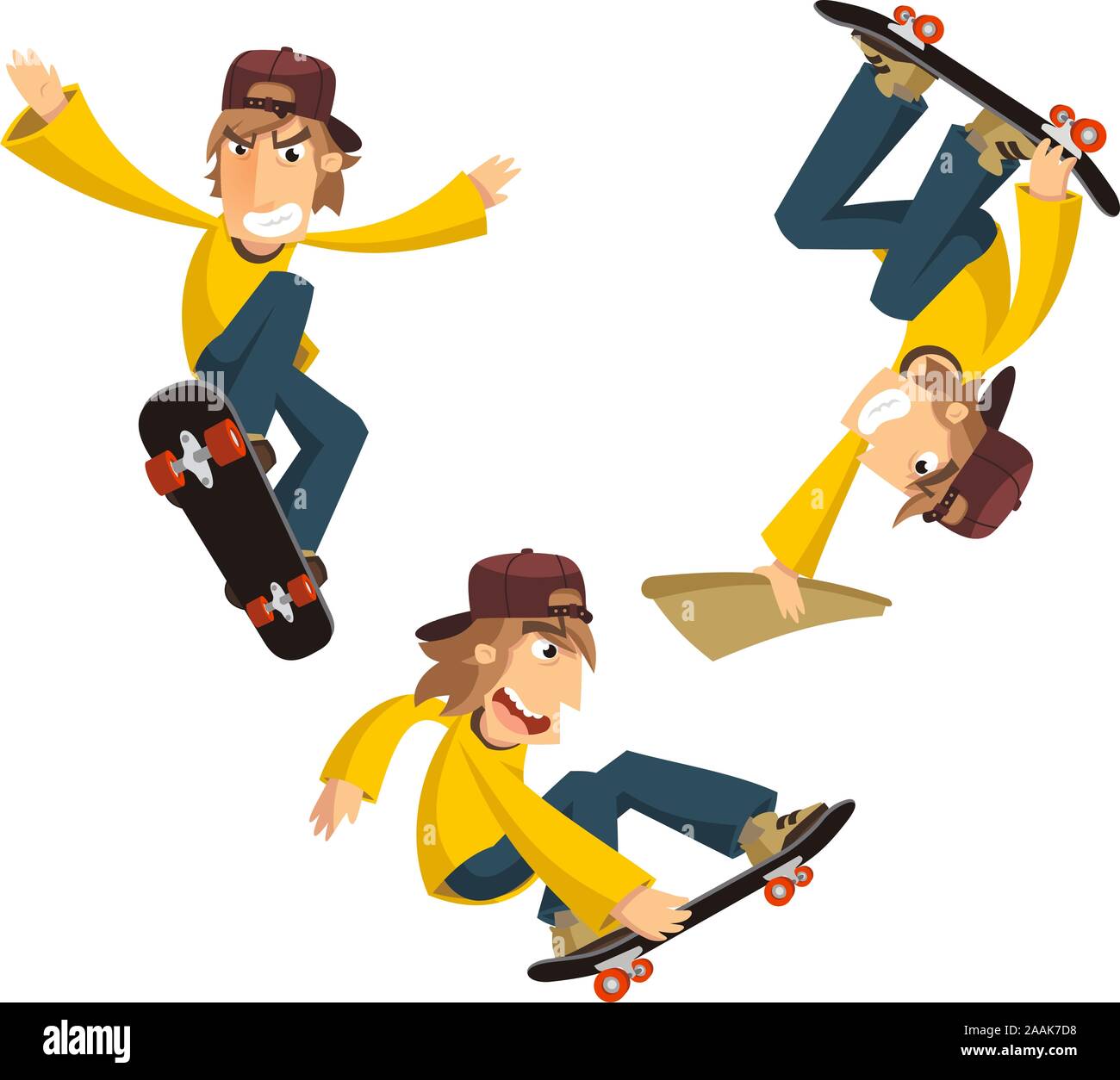 Junger Mann skateboarding Cartoon Stock Vektor