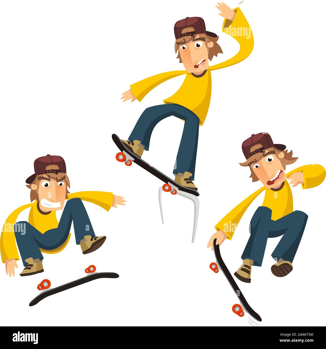 Junger Mann die Tricks skateboard Cartoon Stock Vektor