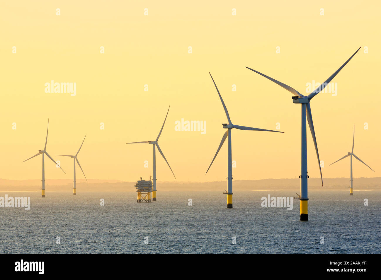 Burbo Bank Offshore Windfarm, Liverpool, England, Vereinigtes Königreich Stockfoto