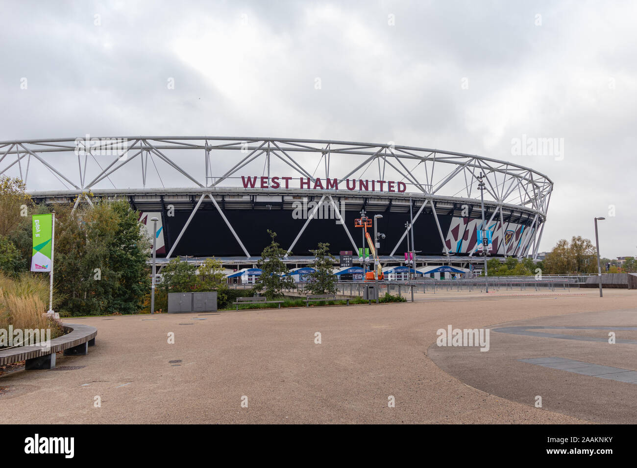 Stratford, London - November 2019: West Ham United Stadion Stockfoto