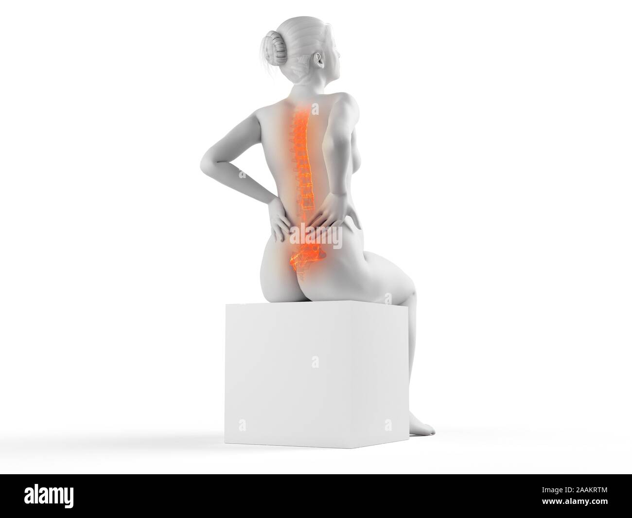 Schwangere Frau mit Rückenschmerzen, computer Abbildung. Stockfoto