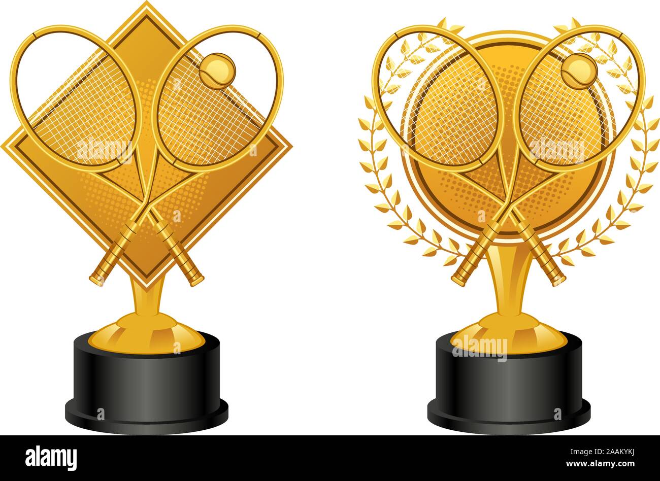 Tennis goldene Trophäe Set Vector Illustration Stock Vektor