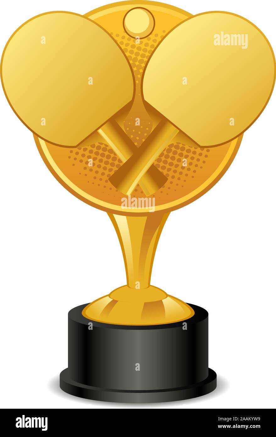 Ping Pong Trophy mit Schläger und Ball Vector Illustration. Stock Vektor