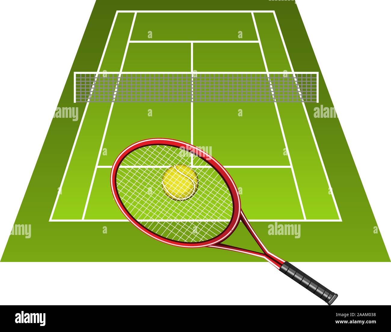 Grüne Tennisplatz mit Raquet Stock Vektor