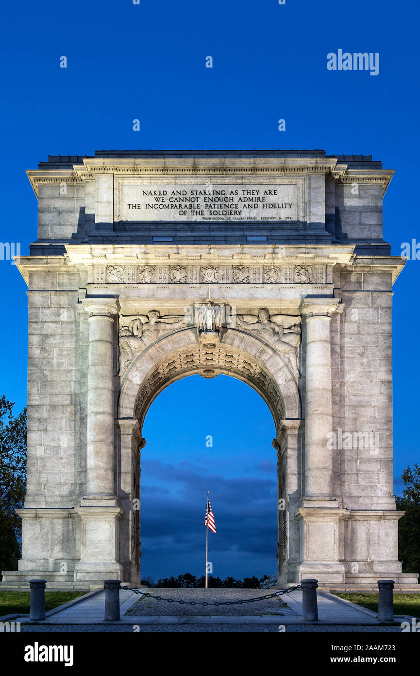 National Memorial Arch, Valley Forge National Historical Park, Pennsylvania, USA. Stockfoto