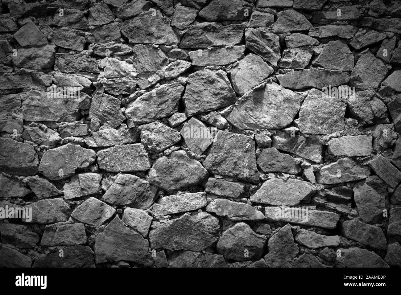 Stein, Hintergrund, Textur von Steingrau brick wall-material Close-up - Schwarz und Weiß Stockfoto