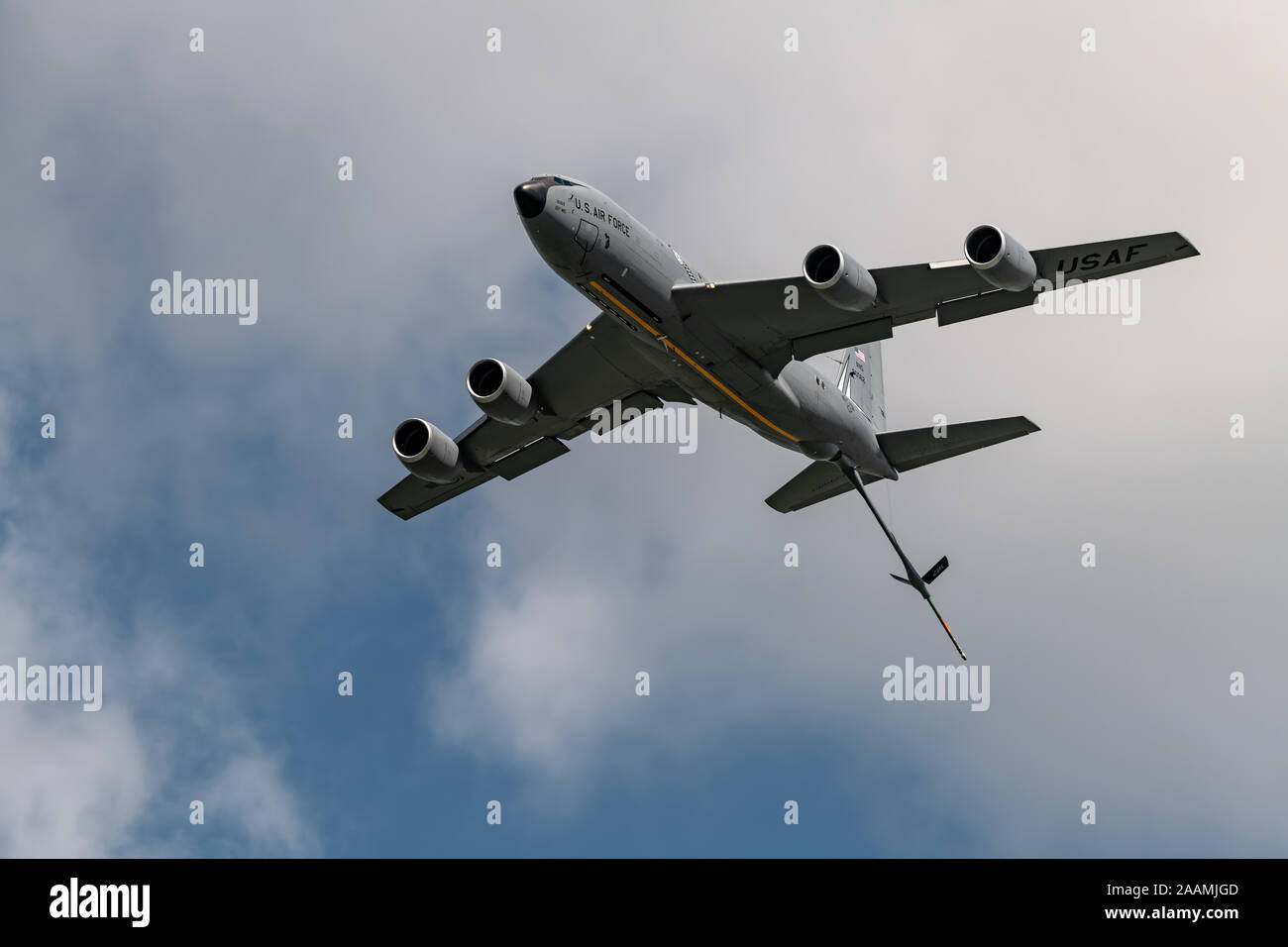 NEW WINDSOR, NY - 15. SEPTEMBER 2018: die United States Air Force KC-135 Stratotanker führt einen Vorbeiflug im Star Spangled Salute Luft- und Raumfahrt zeigen bei T Stockfoto