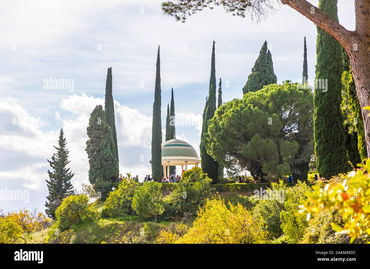 Mirador, historische Sicht und Symbol der Botanische Garten (Jardin Botanico La Concepcion) in Malaga. Einer der wenigen Gärten mit subtropischen Klima Stockfoto
