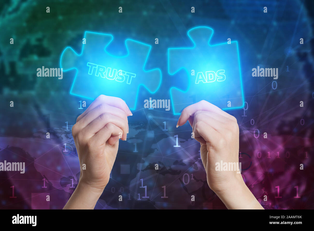 Geschäftsmann Hand verbinden Puzzle. Das Konzept der Business, Technologie, das Internet und das Netzwerk. Business Solutions, Erfolg und Strategie Stockfoto