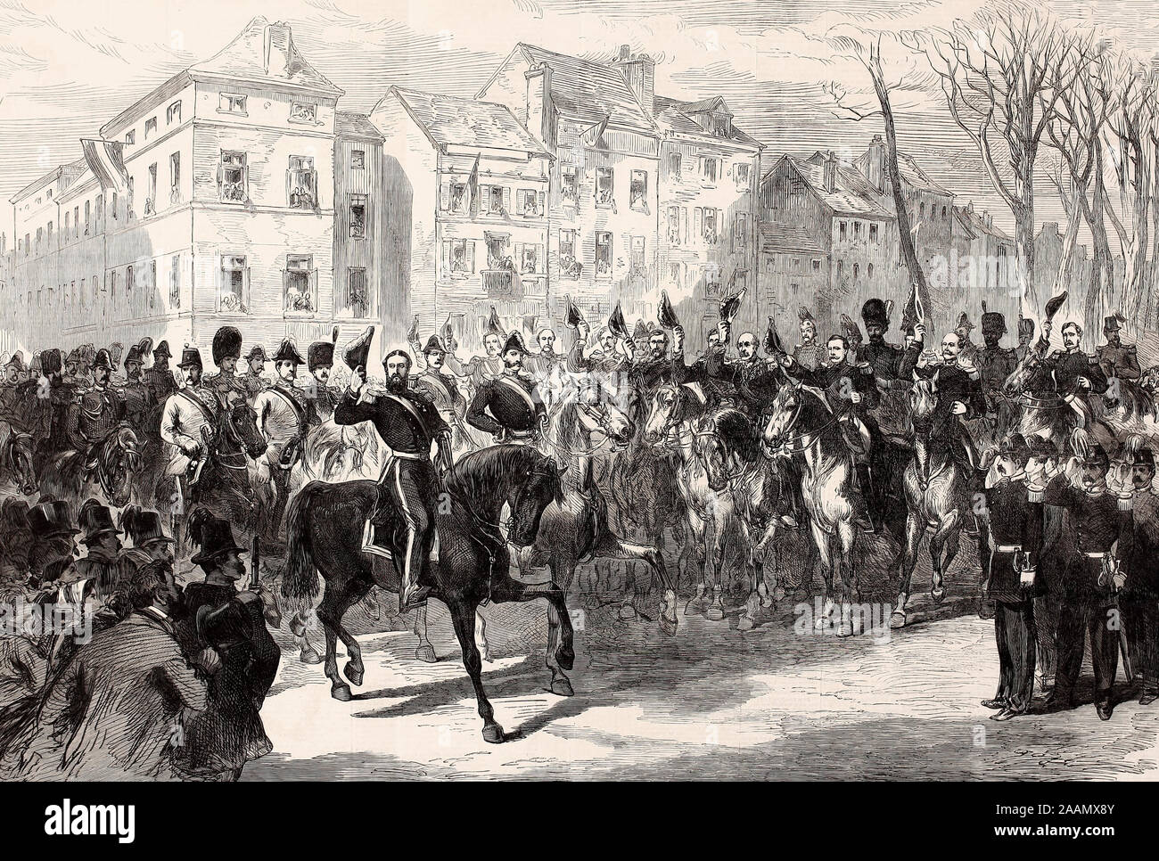 Eintrag von König Leopold II. in Brüssel - seine Rezeption, die auf dem Rat von Laeken Tor - 1865 Stockfoto