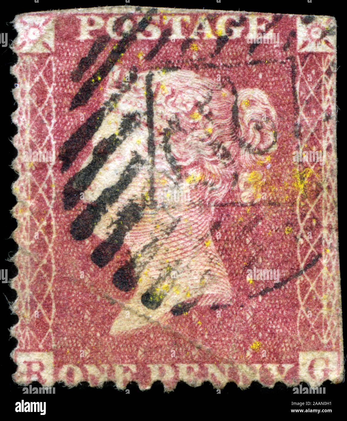 Poststempel Stempel aus dem Vereinigten Königreich von Großbritannien und Nordirland in der Queen Victoria-Line Serie eingraviert Stockfoto