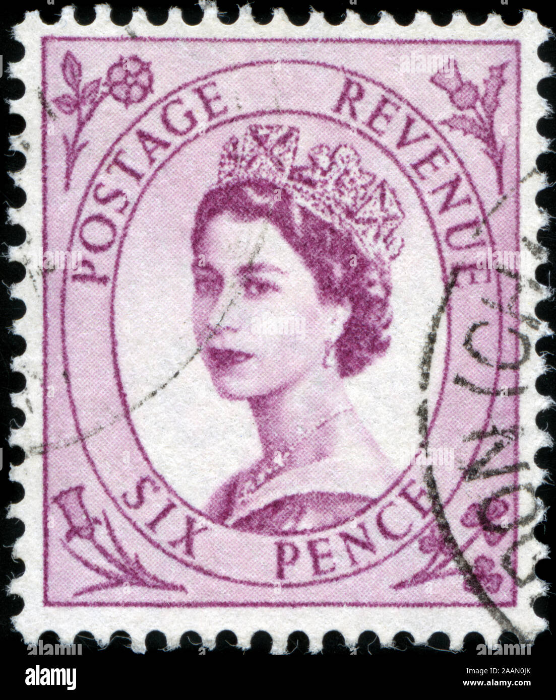 Poststempel Stempel aus dem Vereinigten Königreich von Großbritannien und Nordirland in der Serie Stockfoto