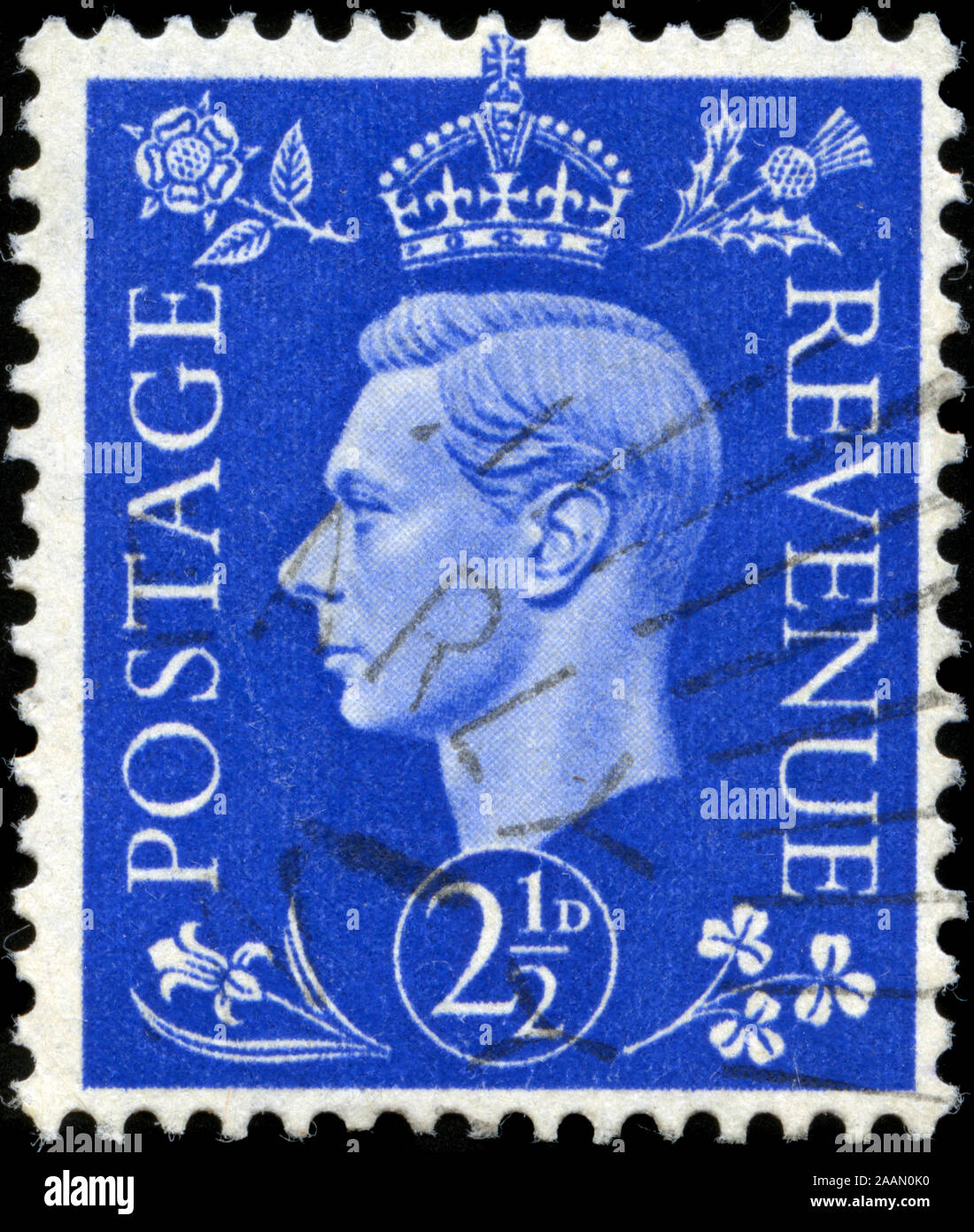 Poststempel Stempel aus dem Vereinigten Königreich von Großbritannien und Nordirland in der King George VI-dauerserien Serie Stockfoto