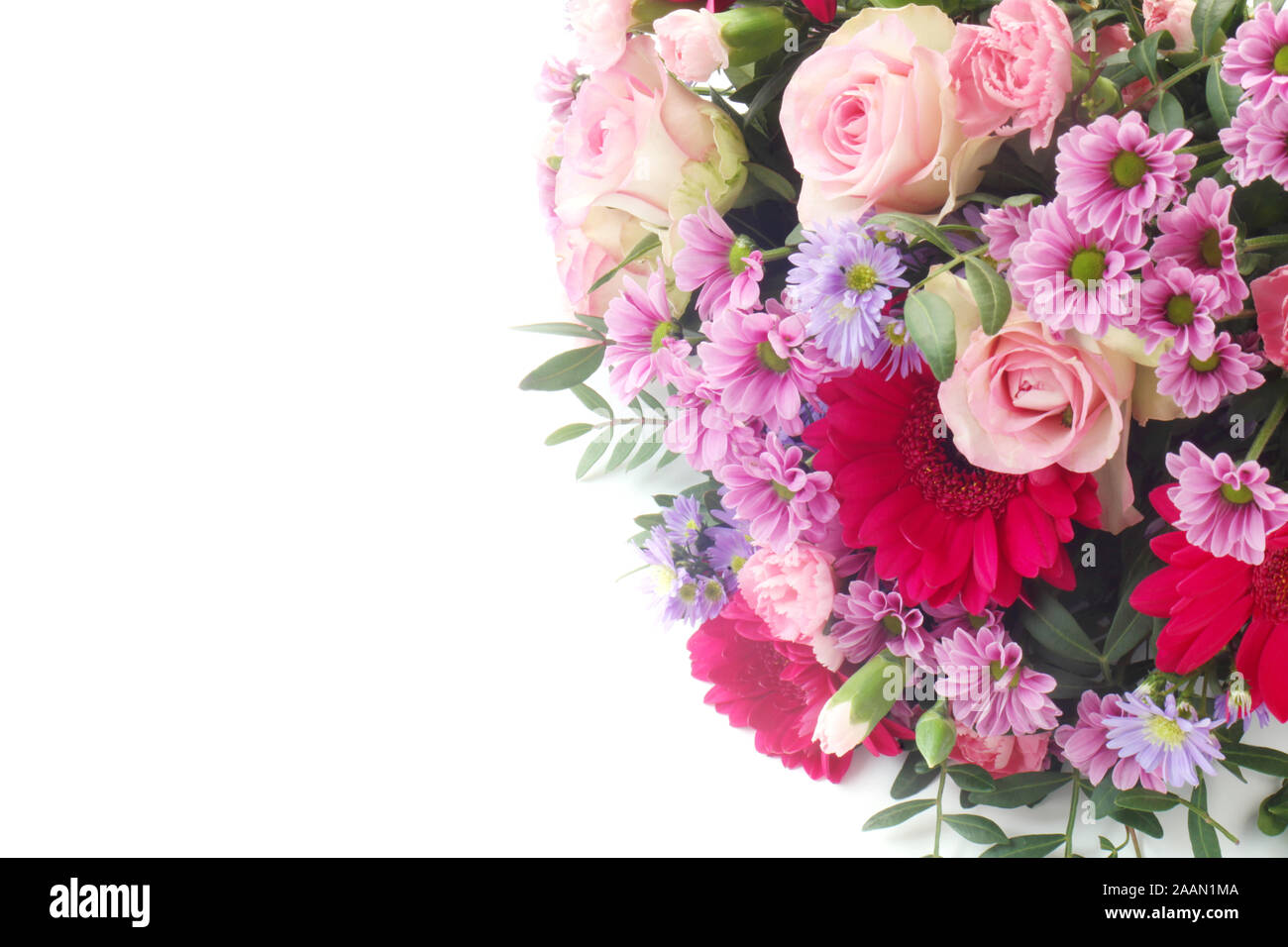 Strauß auf einen weißen Hintergrund mit Copyspace Stockfoto