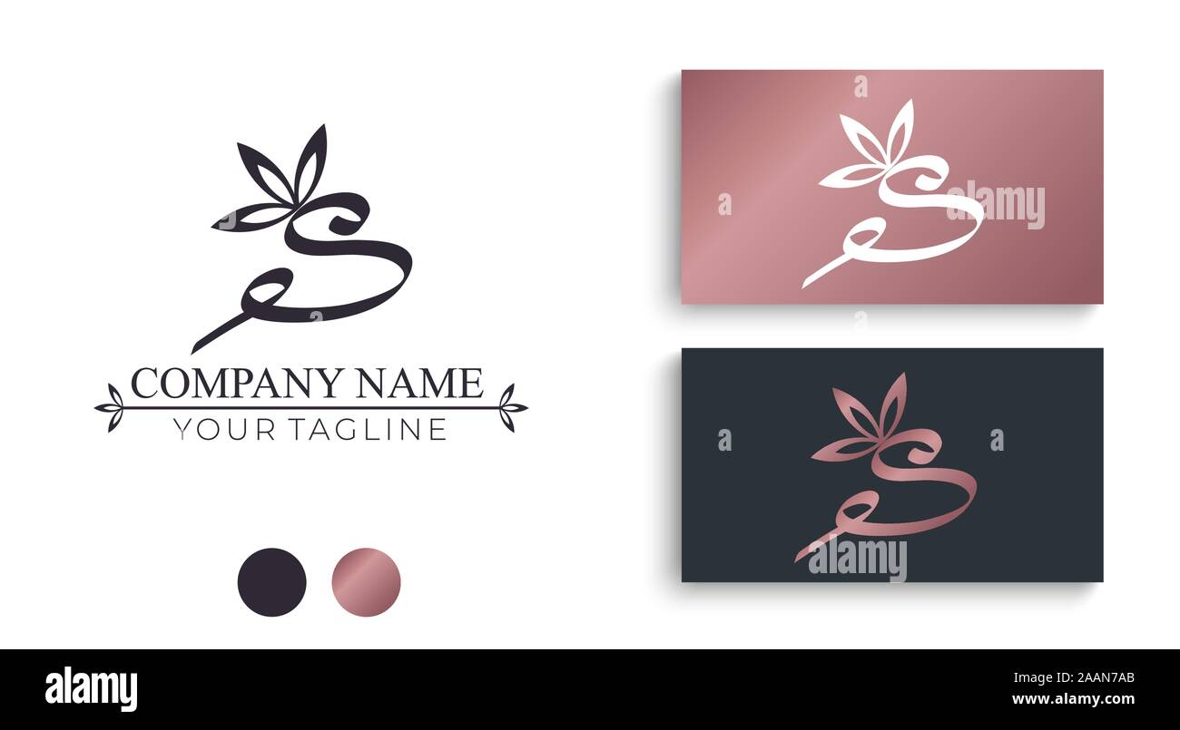 Buchstabe S Logo oder Monogramm mit floralen Symbol. Für Ihr Unternehmen. Vektor unterzeichnen. Stock Vektor
