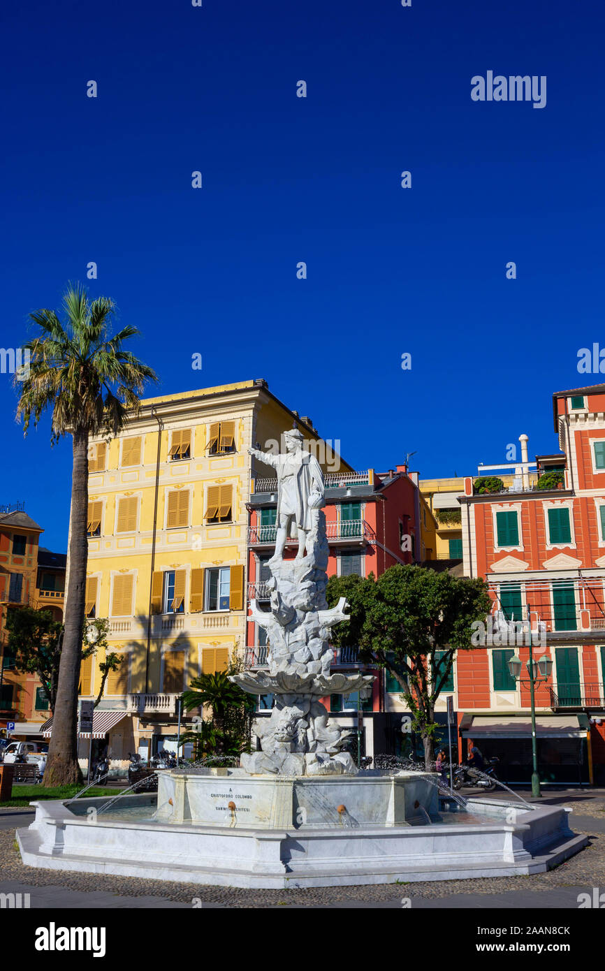 Denkmal von Christoph Kolumbus in Santa Margherita Ligure, Italien Stockfoto