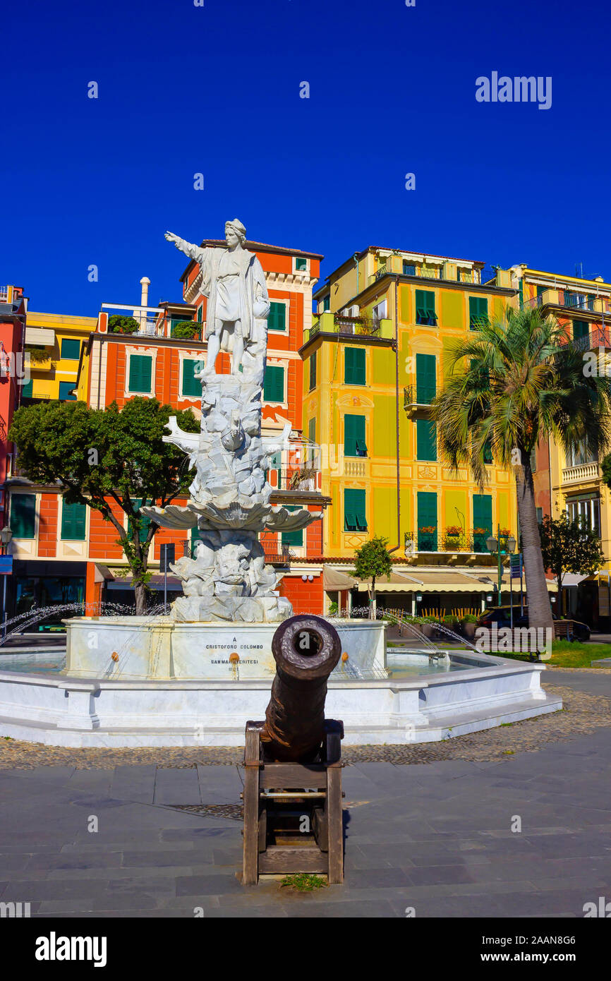Santa Margherita Ligure, Italien - 13 September, 2019: Denkmal von Christoph Kolumbus in Santa Margherita Ligure, Italien Stockfoto