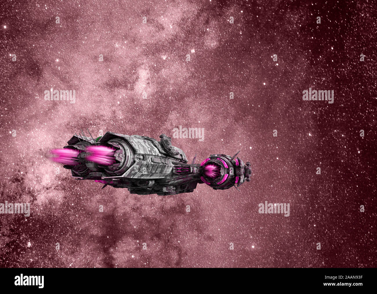 Außerirdisches Raumschiff auf der Suche nach neuen Planeten Stockfoto