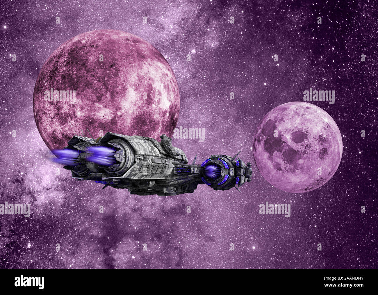 Außerirdisches Raumschiff kehrt in native Solar System Stockfoto