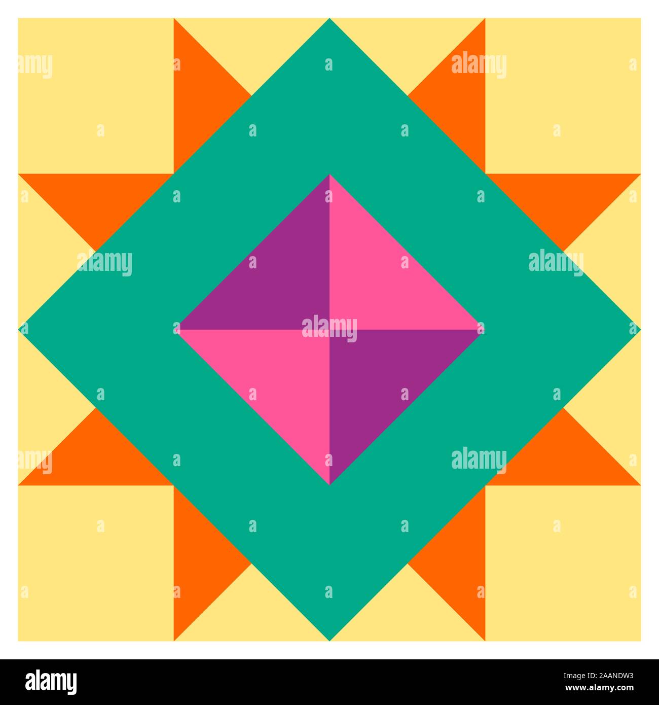 Scheune, Amish Patchwork Quilt pattern Design, abstrakte geometrische Fliesen- trail Vector Illustration Stock Vektor