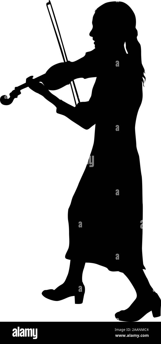Silhouetten Musiker Geiger spielen Der violinon einen weißen Hintergrund. Stock Vektor