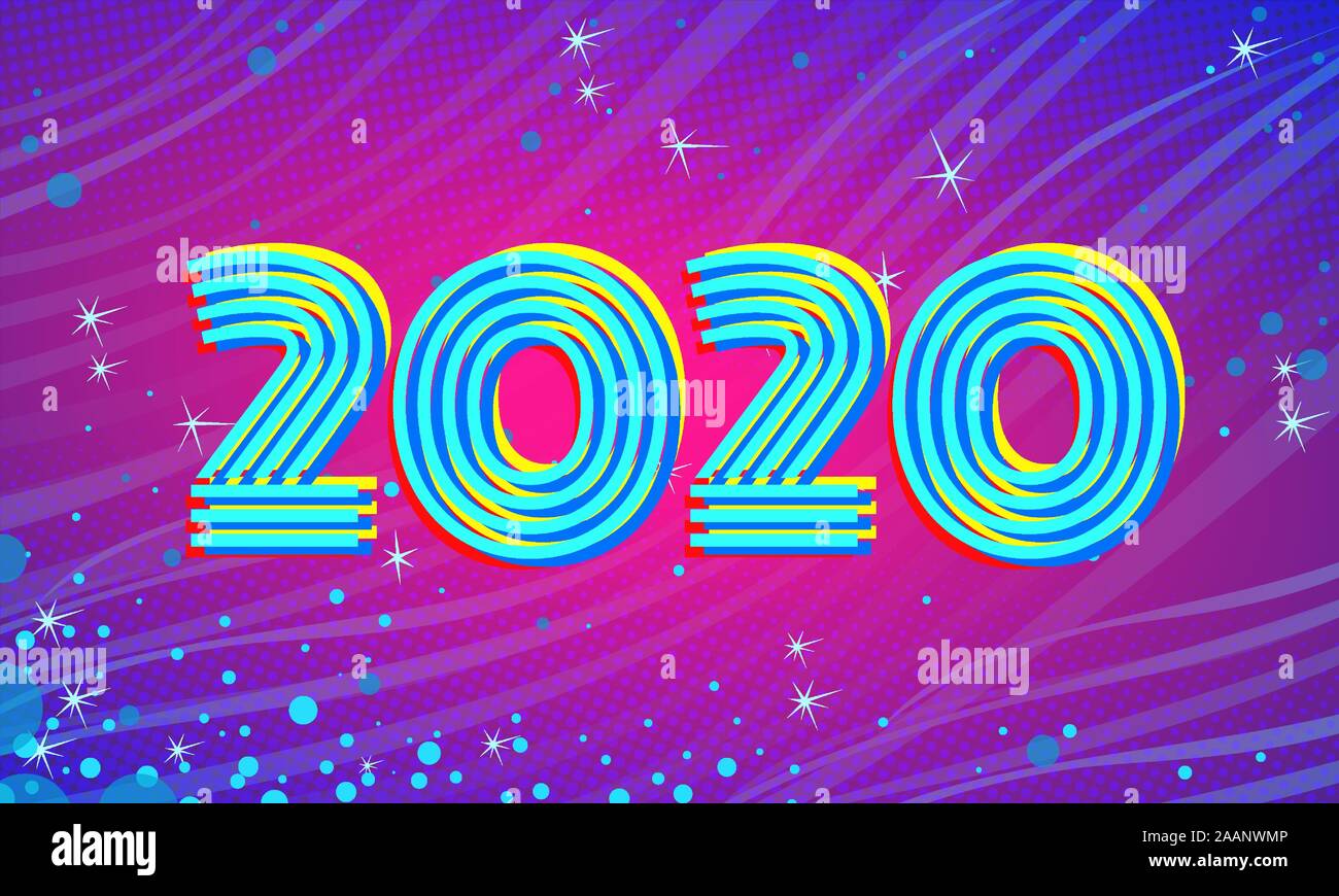 2020 Blaues Magenta Neujahr Hintergrund Stock Vektor
