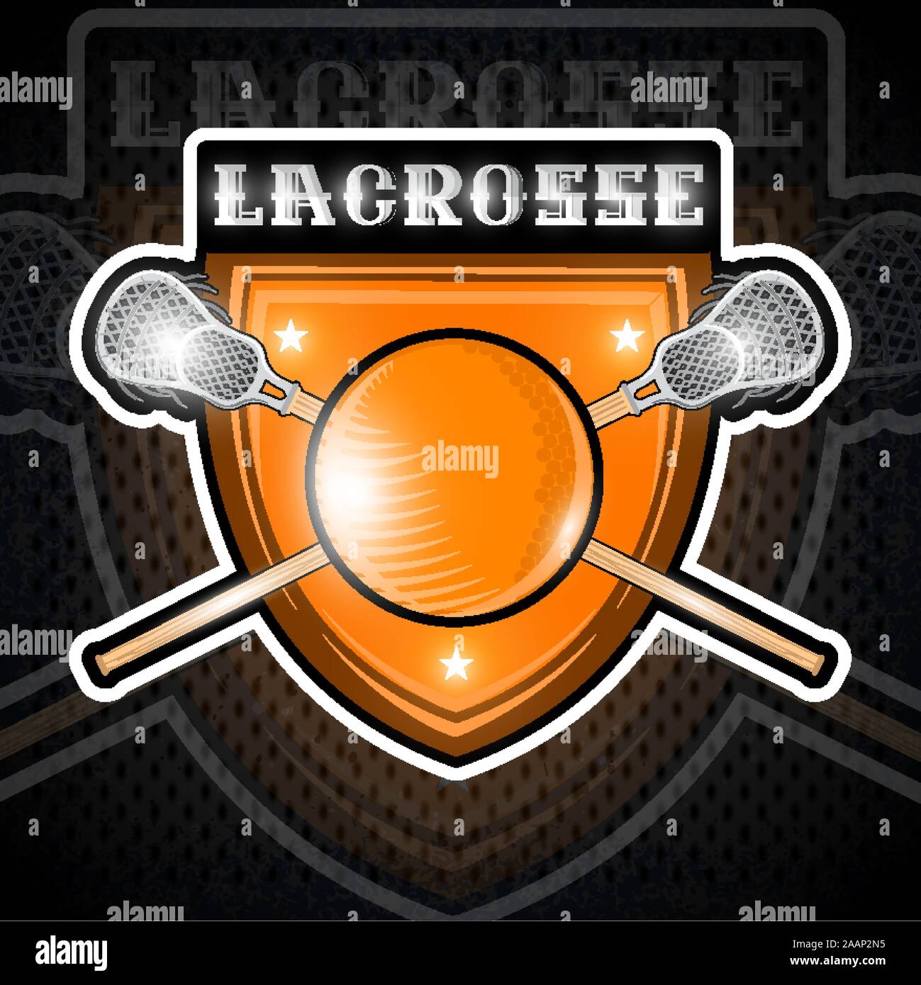 Lacrosse Kugel mit gekreuzten lacrosse Stick in der Mitte der Abdeckung. Sport Logo für jedes Team oder Meisterschaft Stock Vektor