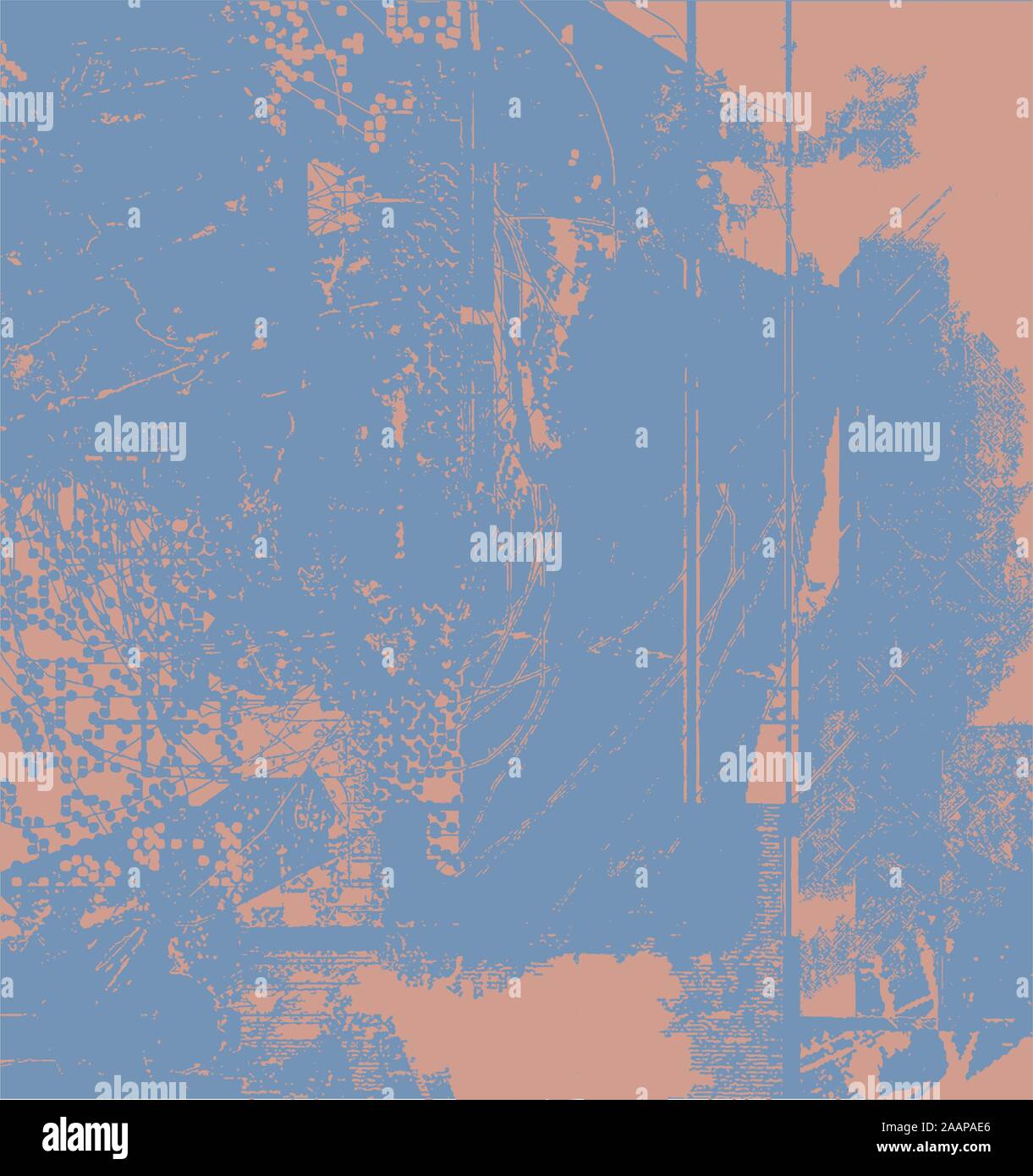 Zusammenfassung Hintergrund Grunge Effekte Papier Design - Blau und Orange Farben - Retro Stil Stock Vektor
