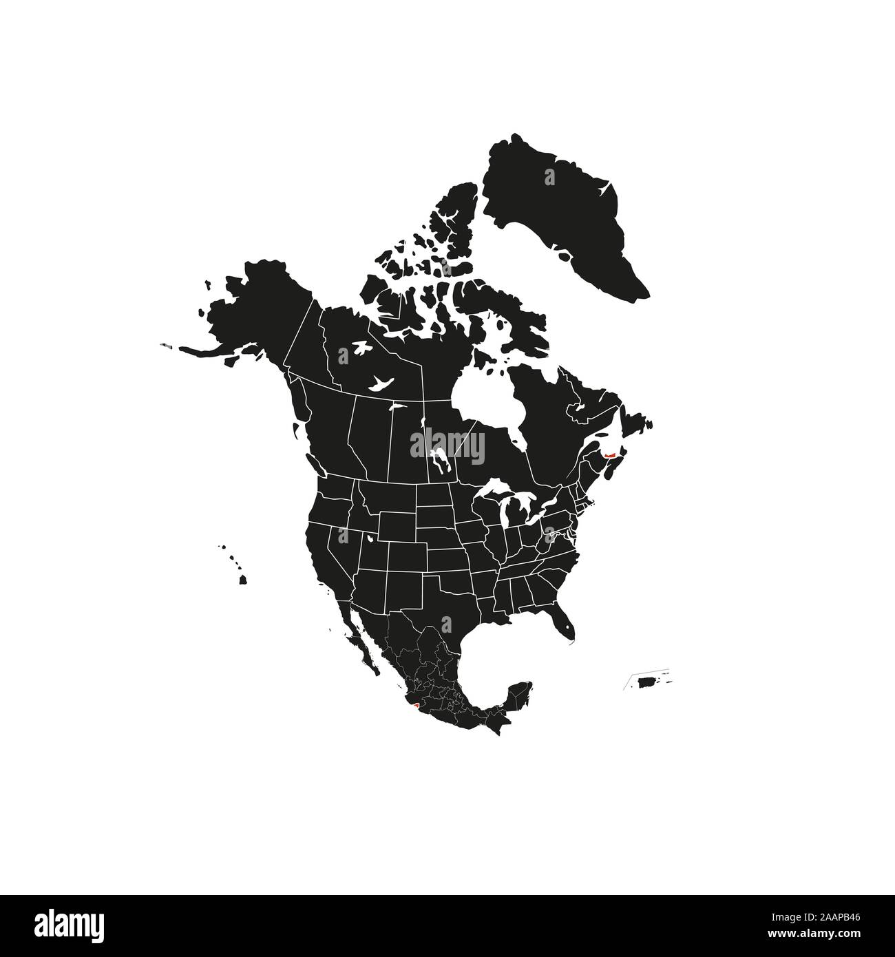 Nordamerika mit Ländergrenzen, Vector Illustration. Stock Vektor