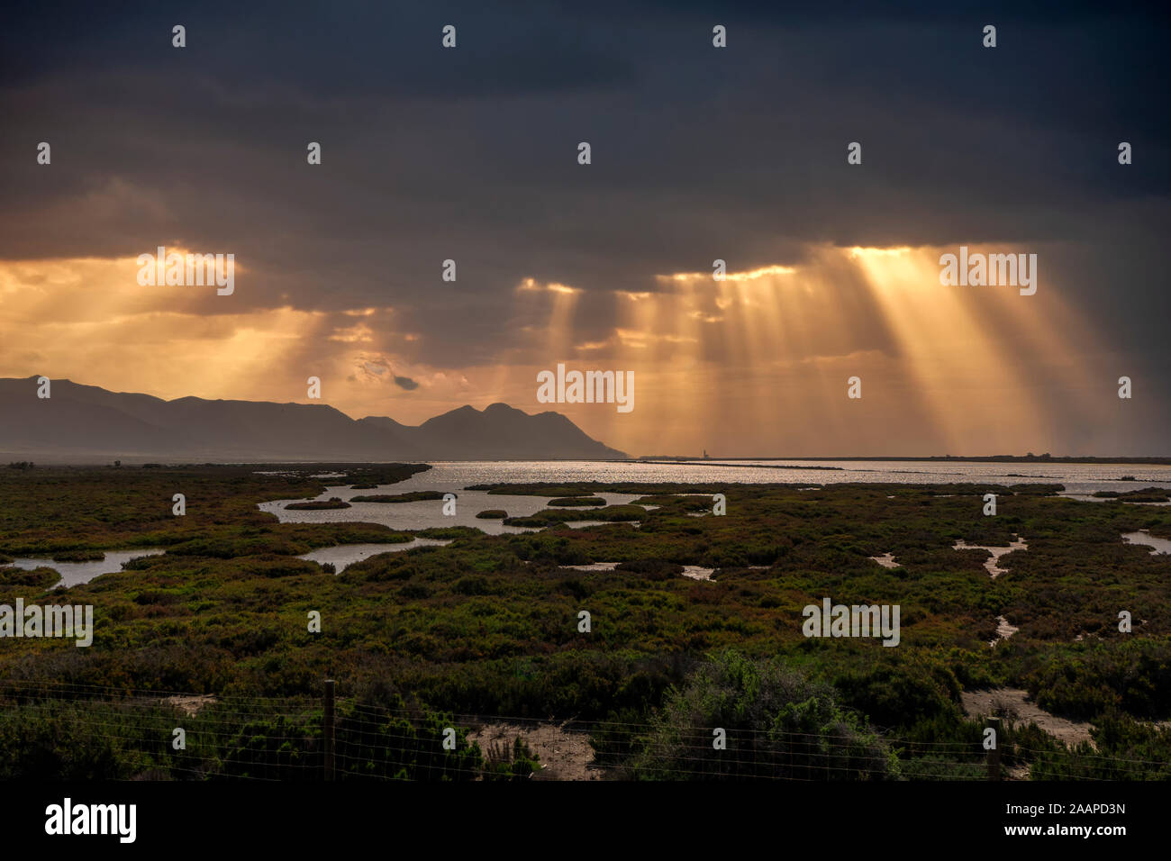 Panoramablick auf das Cabo de Gata Salt Flats, Almeria Stockfoto