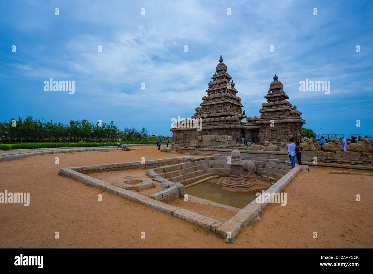 Shore Tempel - aus monolithischen Stein - Mahabalipuram (Indien) Stockfoto