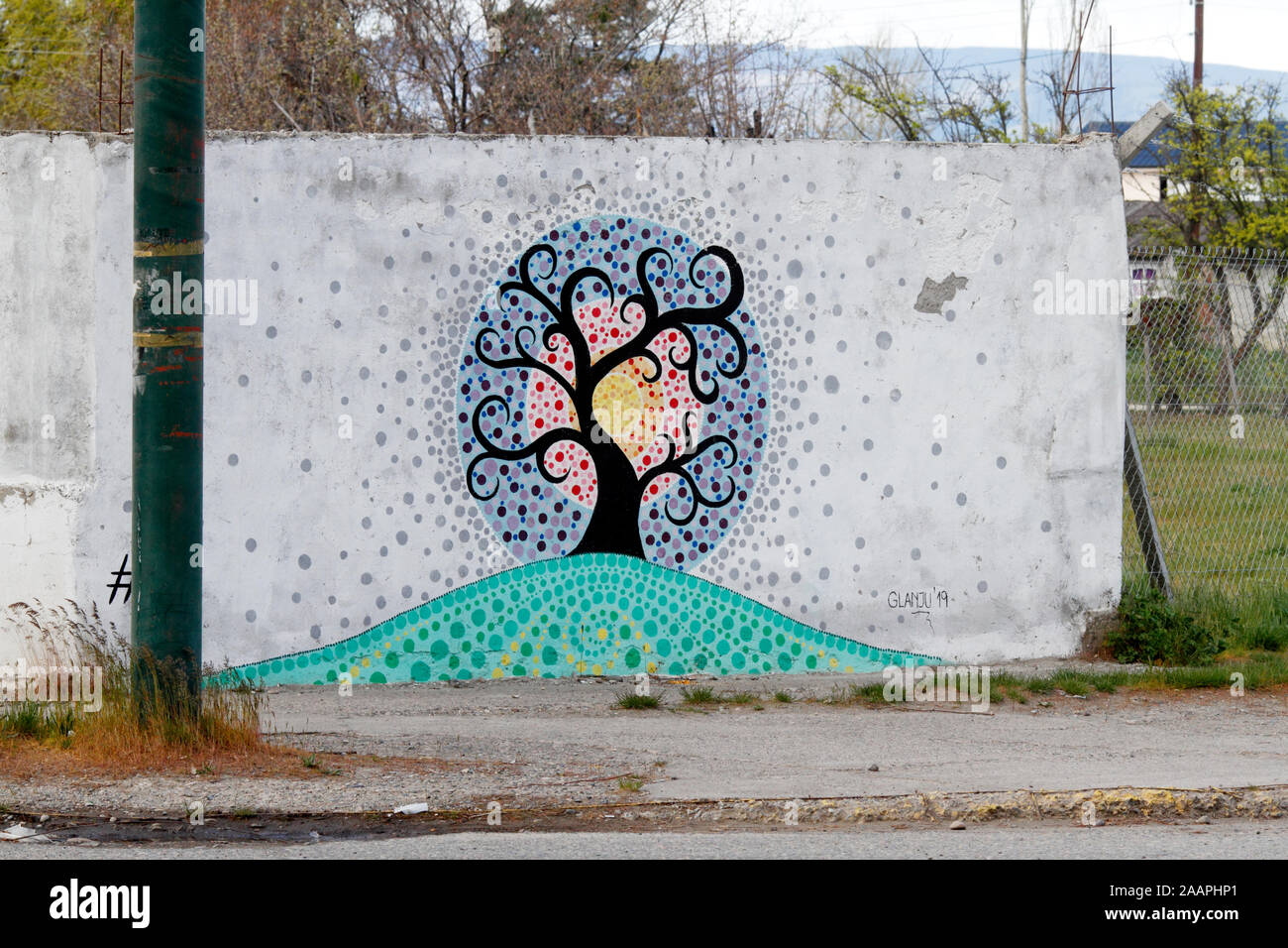 Malte symbol Baum des Lebens. Trevelin, Chubut. Argentinien. Stockfoto