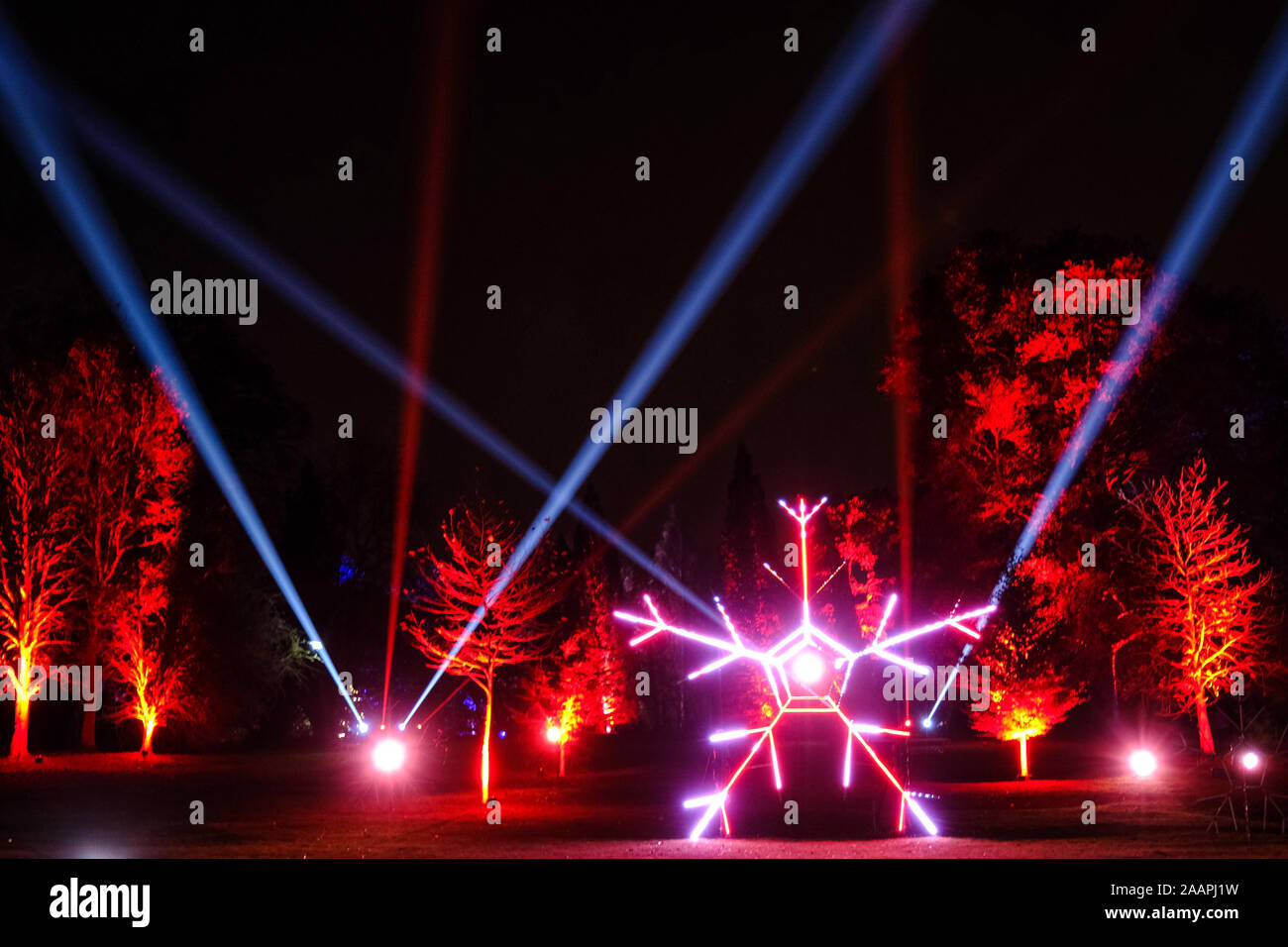 Die Opening Night der festlichen Beleuchteter Trail in Blenheim Palace, November 2019 Stockfoto