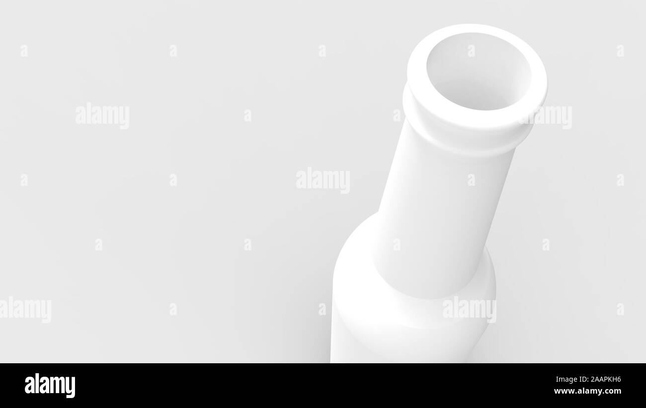 3D-Rendering für eine weiße Flasche im Studio Hintergrund isoliert Stockfoto