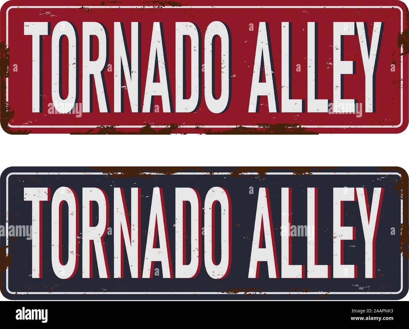 Tornado Alley rustet Zeichen Vector Illustration für grafische Kunst. Stock Vektor