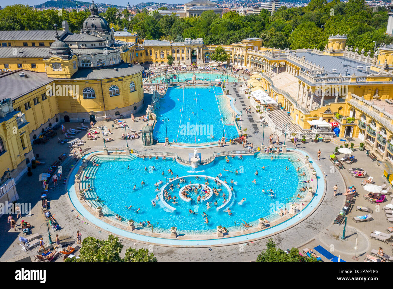 Die beliebten Szechenyi Bädern, Budapest, Ungarn. Stockfoto