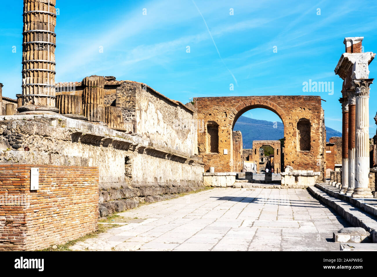 Die römische Stadt Pompeji wurde durch den Ausbruch im Jahr 79 N.CHR. auf den Vesuv, Italien begraben Stockfoto