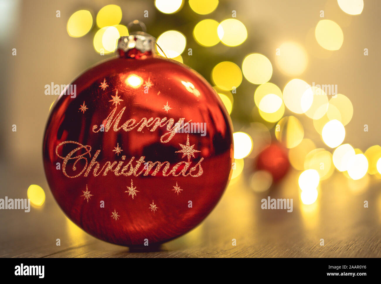 Weihnachten Dekoration mit Licht im Hintergrund Stockfoto