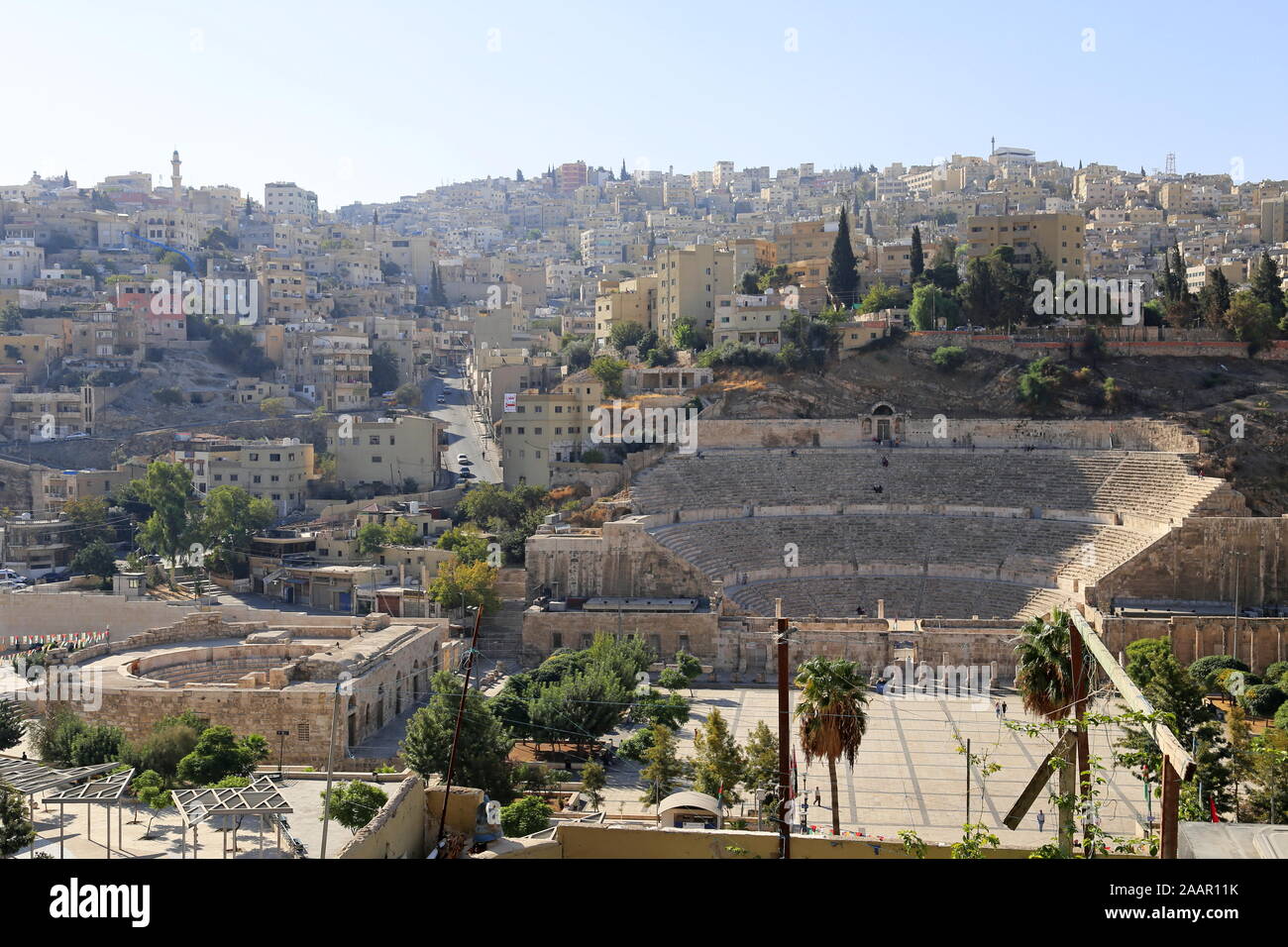 Römisches Theater und Odeon, von der Zitadelle, Al Hashemi Street, Amman, Jordanien, Naher Osten Stockfoto