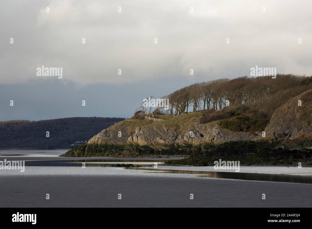 Ein Blick auf die Küste in der Nähe des Dorfes Silverdale und Jenny Brown's Point bei Ebbe. Lancashire England UK GB Stockfoto