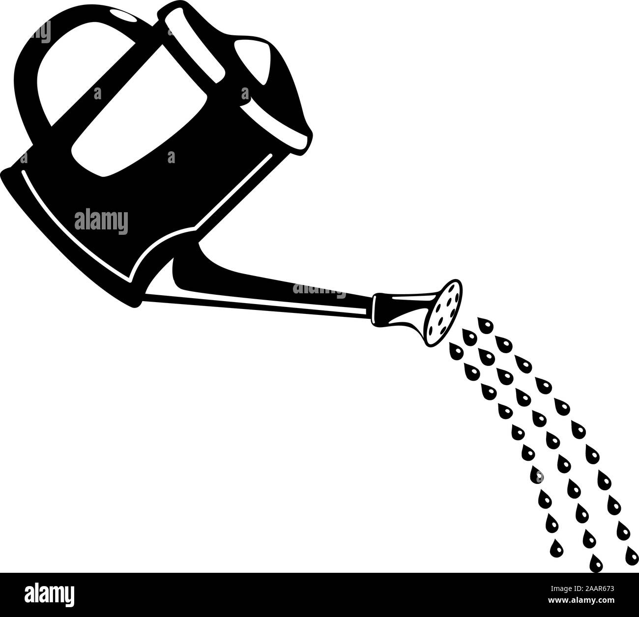 Glyphe 'Garten Wasser kann Sprays Wassertropfen clip art Gartenbau design Element. Bewässerung Symbol. Einfach das Symbol von Silhouette Design. Flache Vector Illustration auf weißem Hintergrund. Stock Vektor