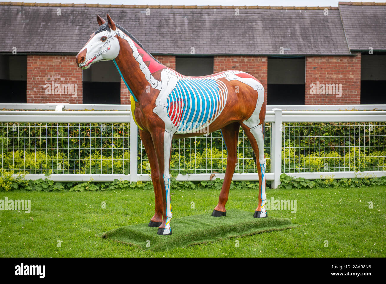 Eine Statue mit der Darstellung der Struktur eines Pferdes in Ripon Rennen in England Stockfoto