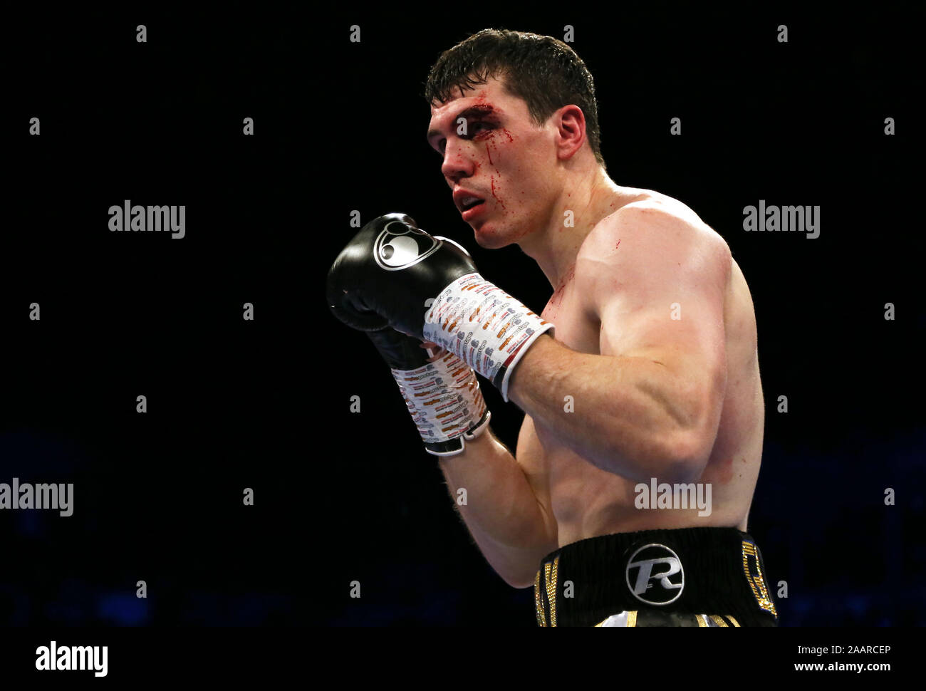 Craig Glover während der freien Commonwealth Cruiserweight Titel an die M&S-Bank Arena, Liverpool. Stockfoto