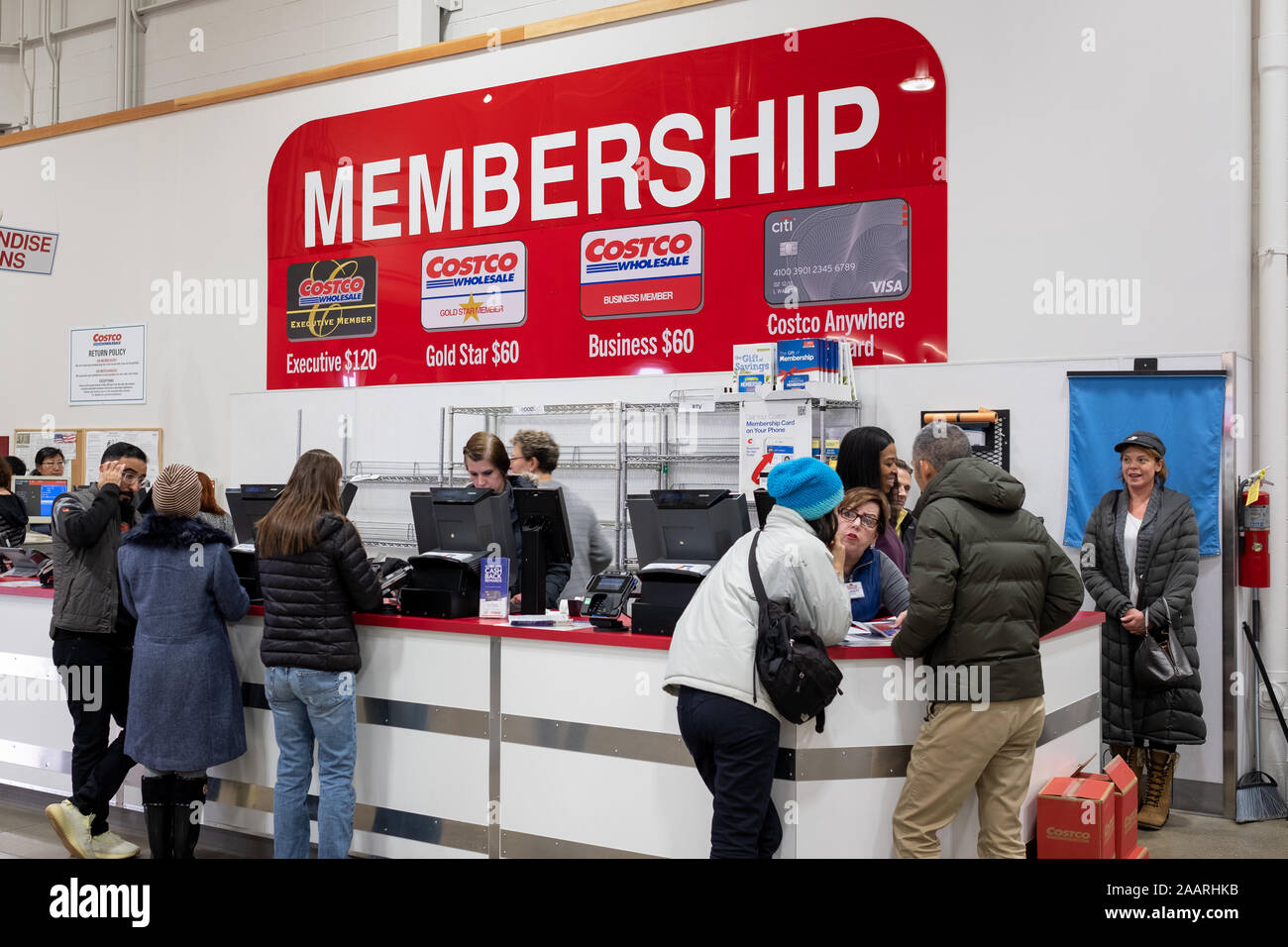 Costco Kunden Service und Mitgliedschaft Zähler Stockfoto