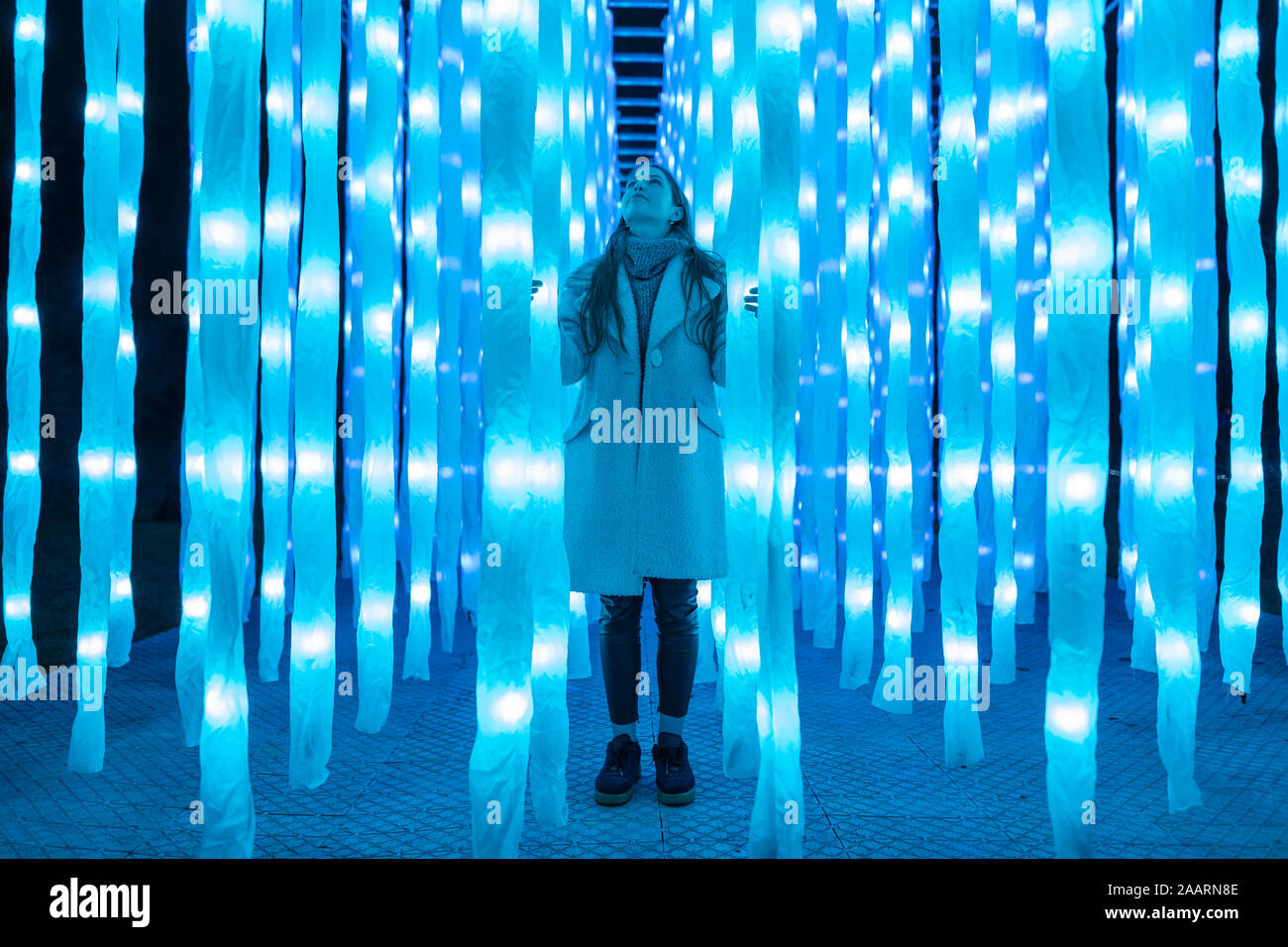 London, Großbritannien. 19. Nov 2019. Weihnachten bei Kew Winter Lights multi-sensorischen Installationen. Credit: Guy Corbishley/Alamy leben Nachrichten Stockfoto