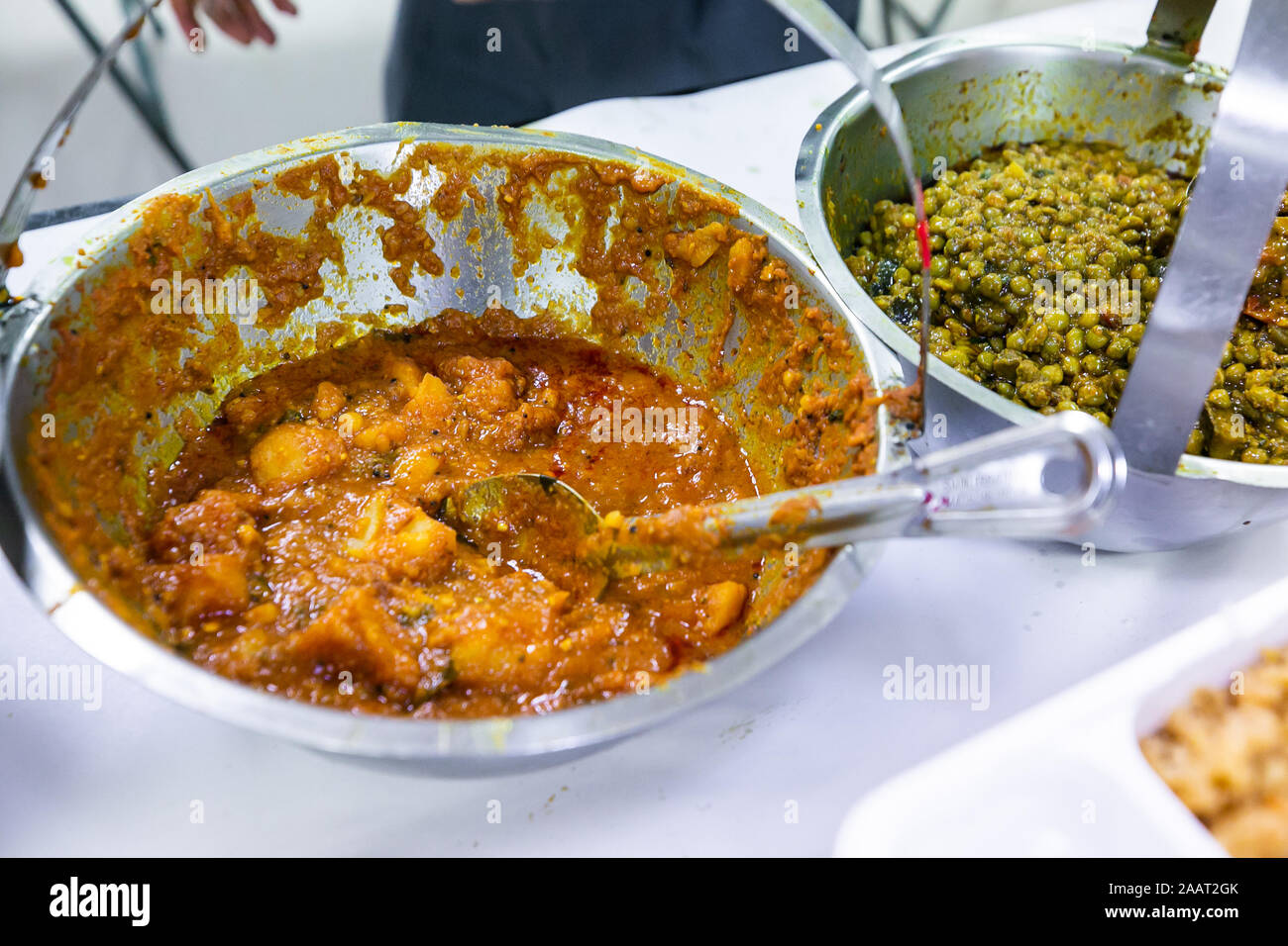 Authentische indische Speisen catering Nahaufnahme Stockfoto