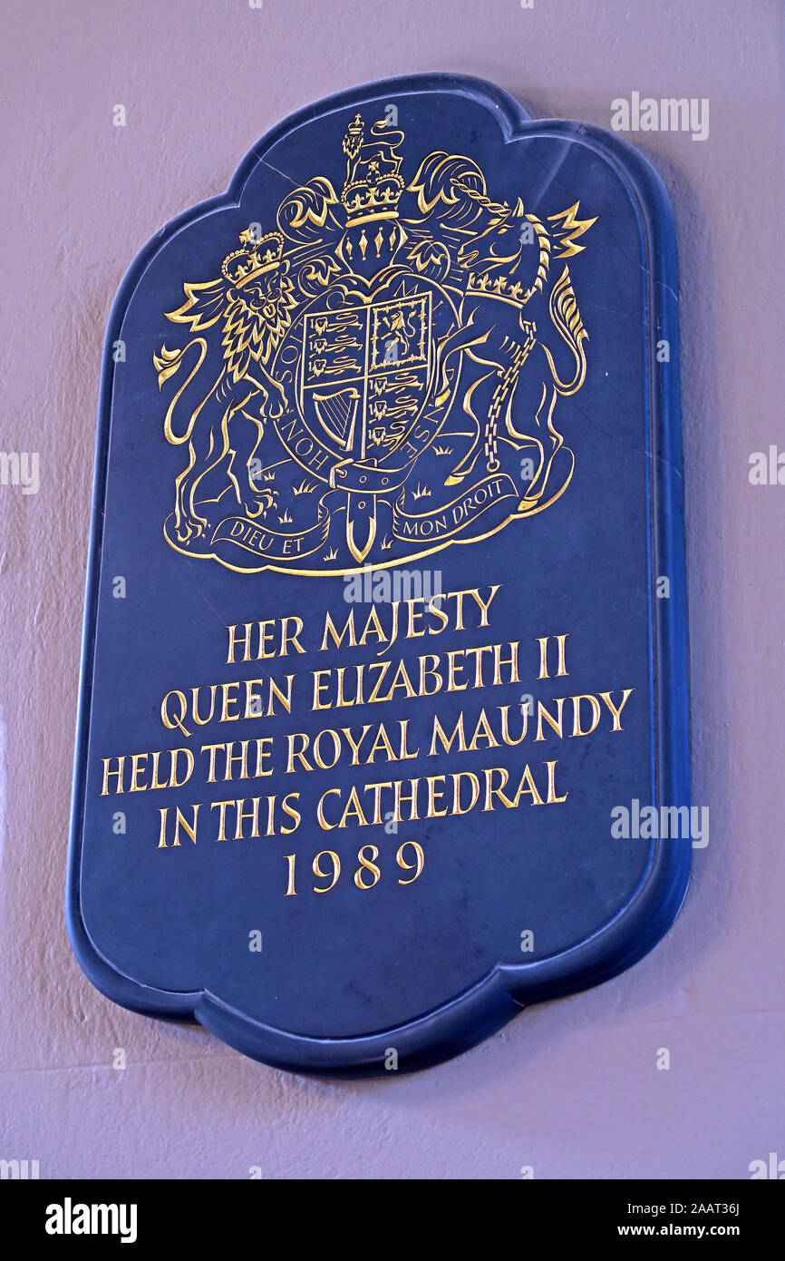 Ihre Majestät Königin Elizabeth II., hielt die Royal Maundy, in dieser Kathedrale, 1989-St Philips Kathedrale, Colmore Row, Birmingham B3 2QB Stockfoto